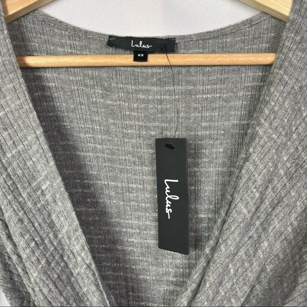 Lulu's Heather Gray Long Sleeve Ribbed Jumpsuit XS - Picture 4 of 7